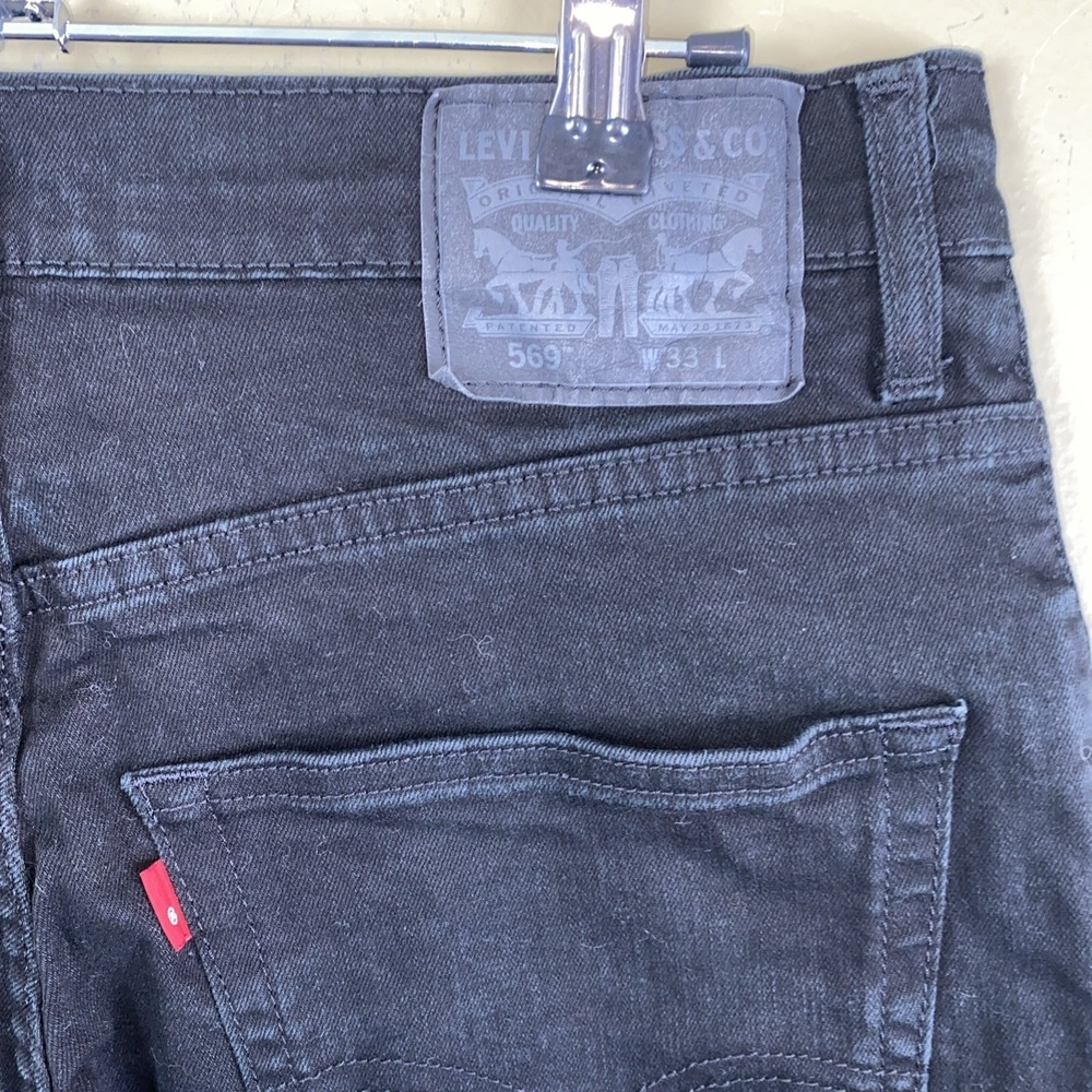 Levis 569 Shorts Mens 33 Black Loose Relaxed Denim Jorts Bermuda 11" Inseam - Picture 3 of 6